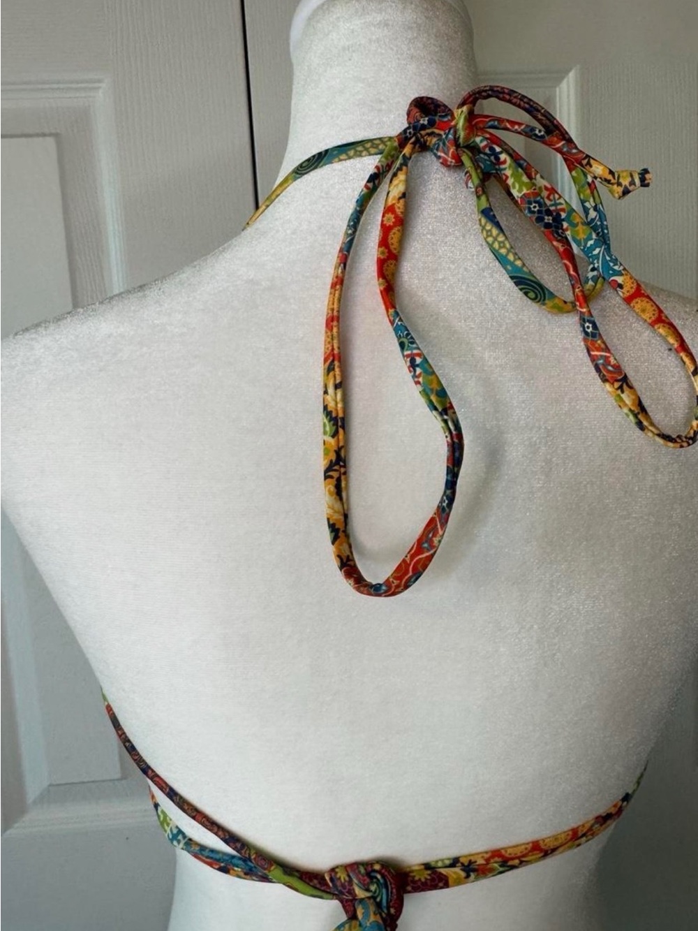 Boho Patchwork Print String Bikini Set Multicolor XS - Picture 5 of 7